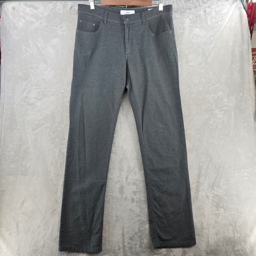 Brax Mens 34 Pants Grey Cooper Fancy Regular Fit Textured Five Pocket Trousers